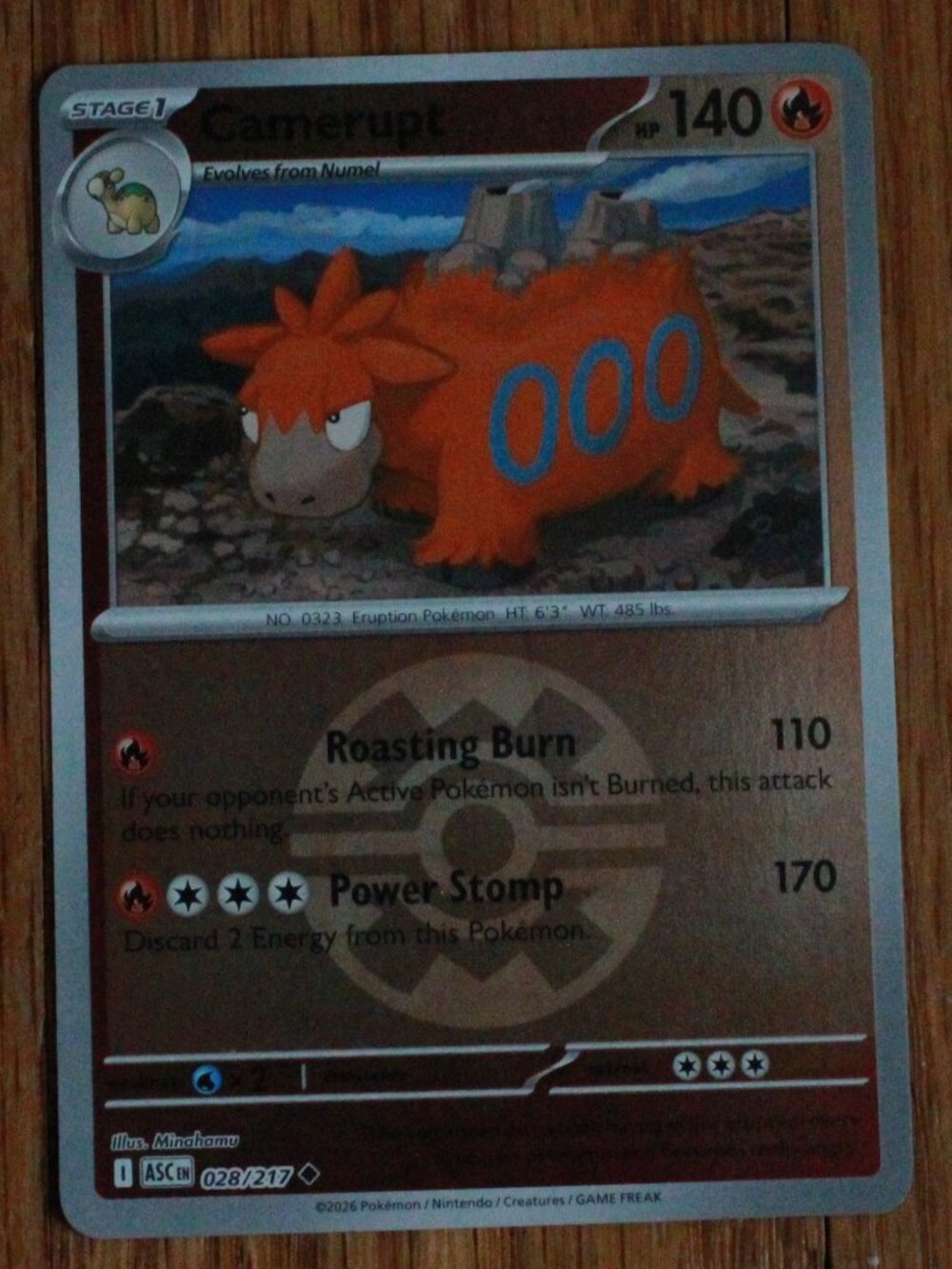 Pokemon "Camerupt" Reverse Holo Ball Trading/Playing Card